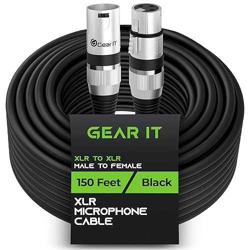 GearIT Cable de micrófono XLR a XLR (150 pies, 1 unidad) XLR macho a hembra, cable XLR blindado equilibrado de 3 pines para mezclador de micrófono, disponible en Yaxa Costa Rica