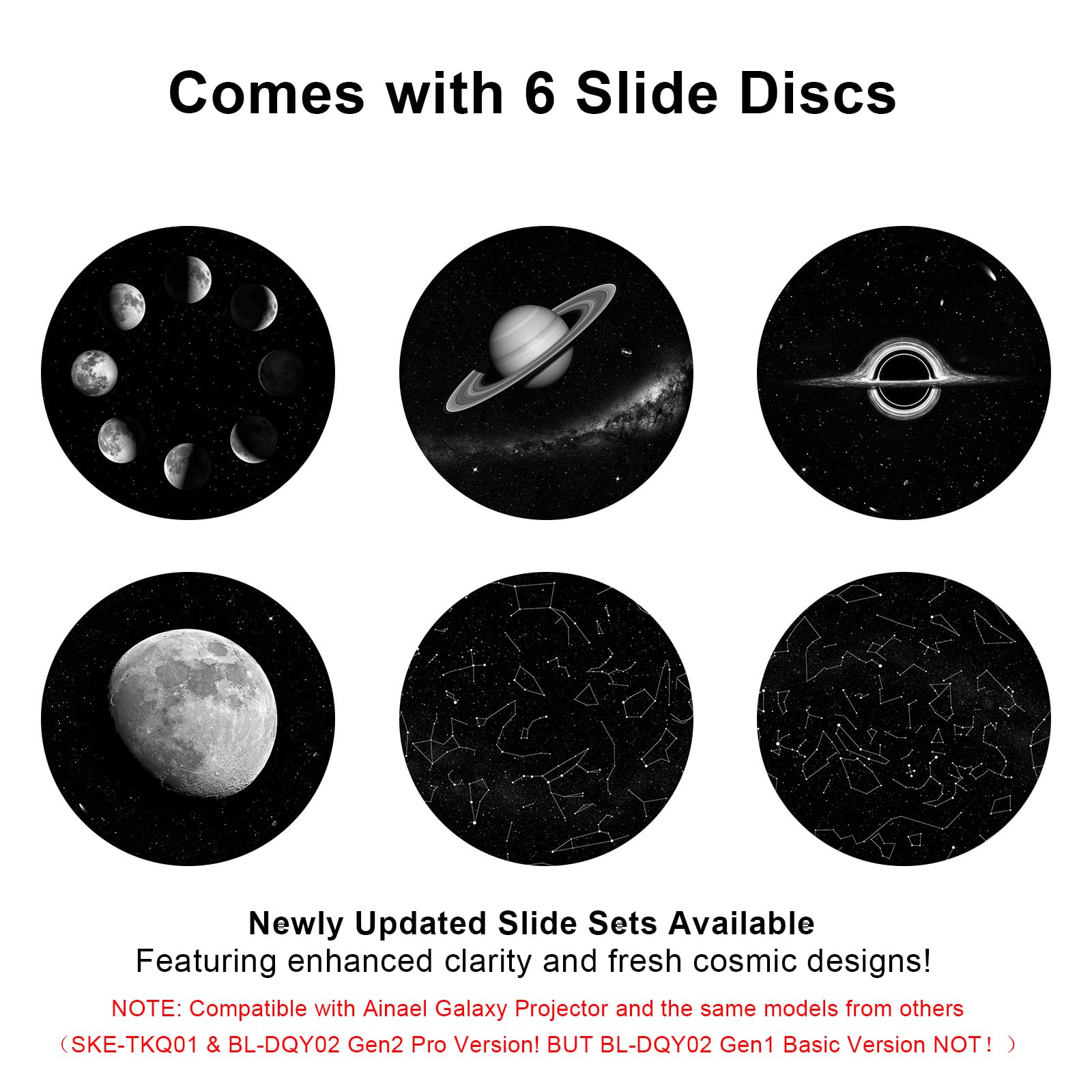 Galaxy Projector Disc – Ultra HD Projectors Slide, Compatible with Ainael Galaxy Projector and Model SKE-TKQ01 & BL-DQY02 (Pro Version) Projectors – 6 Disc Set (Galaxy)
