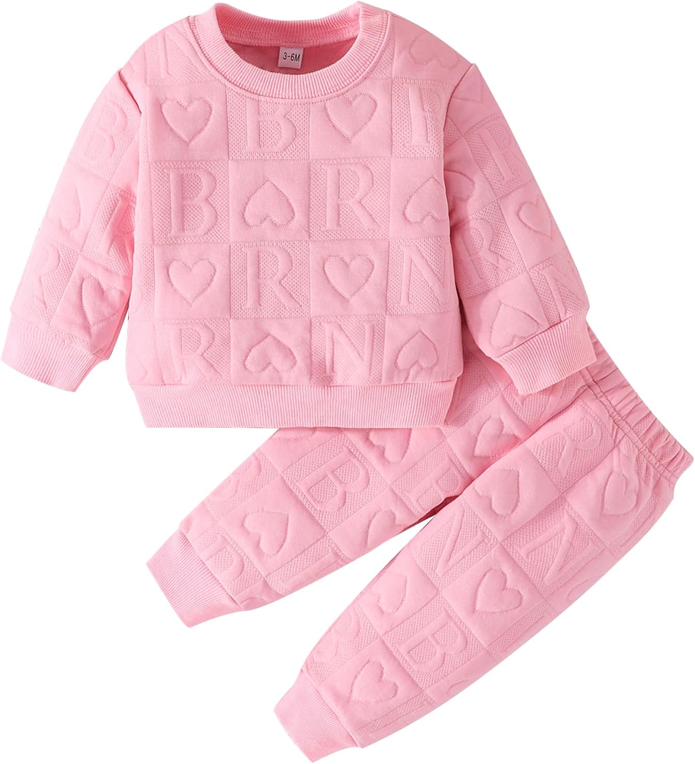 Jecson Toddler Baby Girl Clothes: Soft Warm Outfits Set Quilted Heart Sweatshirt & Pants Cute Fall Winter Home Out 2Pcs 3M-4T