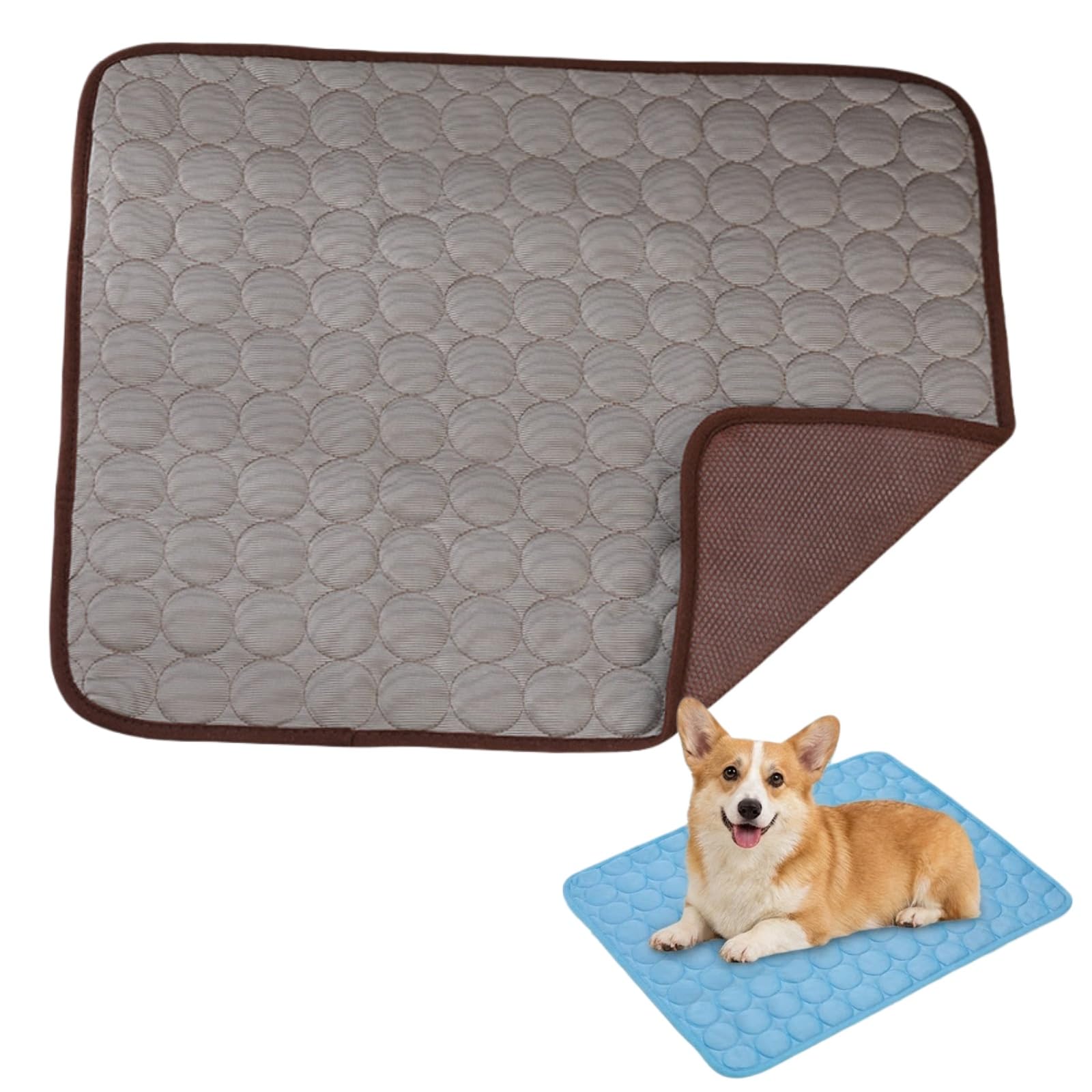 The Dog Hub Arctic Cooling Dog Mat, Dog Cooling Mat, Ice Silk Self-Cooling Pad for Large Medium Small Dogs and Cats, Washable & Portable Pet Cooling Blanket for Summer (Brown,S -50X40cm)