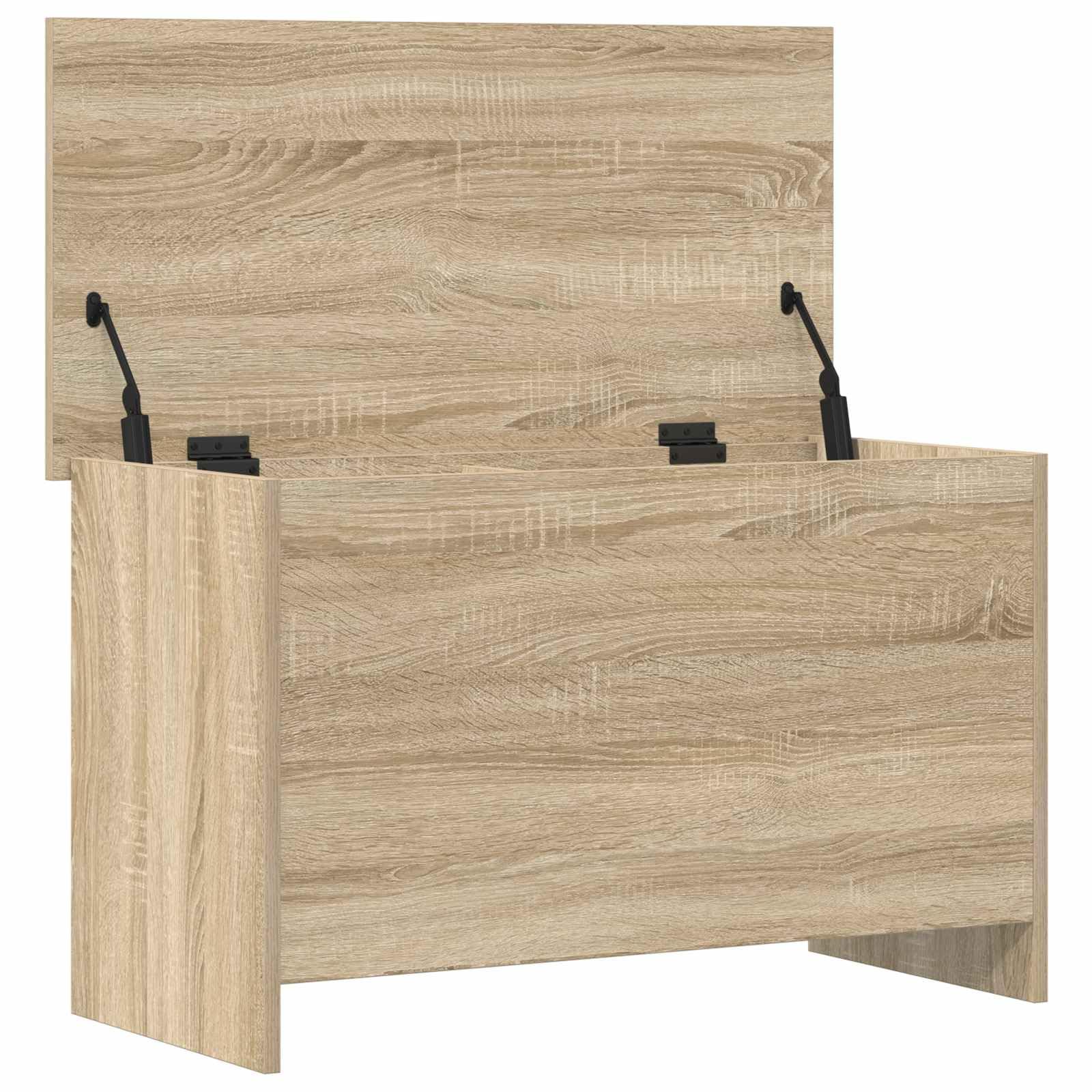 Mangloder Aufbewahrungstruhe Sonoma-Eiche aus Holzwerkstoff 80 x 40 x 50 cm mit Deckel, Stauraum für Wäsche, Spielzeug, Kissen, Schlafzimmer, Flur und Ordnung im Innenbereich
