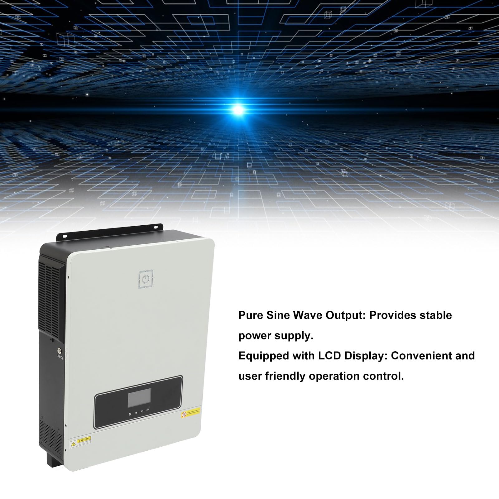 FTVOGUE Hybrydowy Falownik Solarny, Falownik Solarny z czystą falą sinusoidalną ze Stopu Aluminium 8,2 KW 48 V AC 230 V Wyświetlacz LCD Stabilny Prąd dla Domowego Systemu Zasilania energią słoneczną