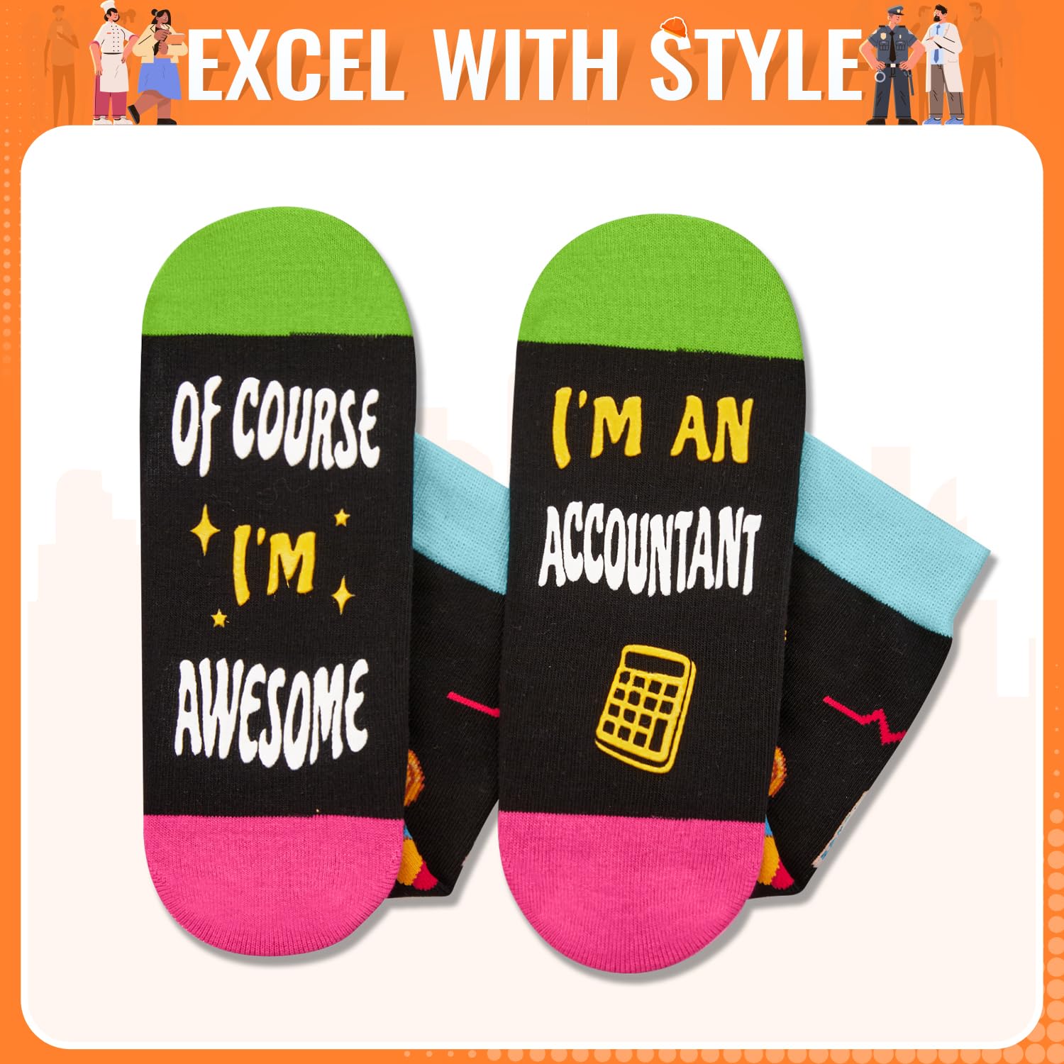 HAPPYPOP Funny Gifts for Men Women - Accountant Manager Cop Teacher Lawyer Socks