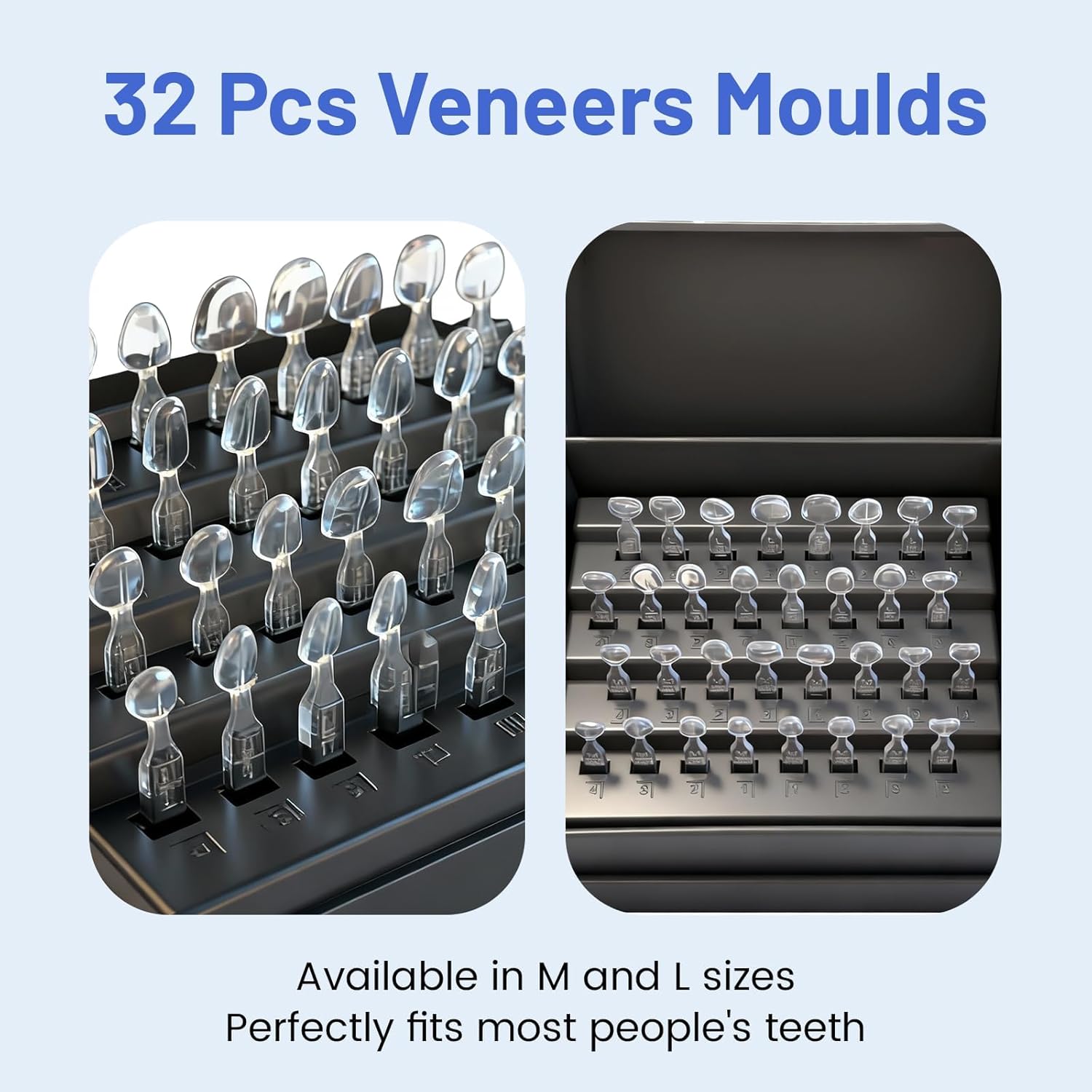 Wokyo Teeth Dental Veneers Mould Kit Light Dental Composite Resin Teeth, 32 Pcs Different Shapes Available, Heat Resistant