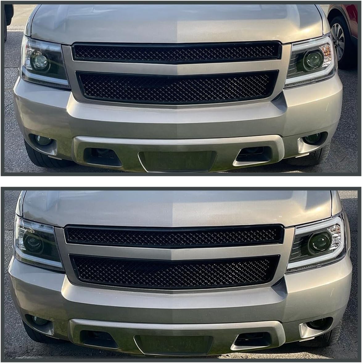 SPEC-D TUNING Black DRL LED Strip Projector Headlights Compatible with 2007-2014 Chevy Avalanche, Tahoe, Suburban 1500 2500, Left + Right Pair Headlamps Assembly