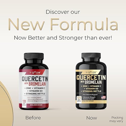 Miniatura 3 de Quercetina con vitamina C y zinc - Quercetina 500 mg - Quercetina con bromelina - Quercetina de zinc - Ortiga picante -240 cápsulas vegetarianas.