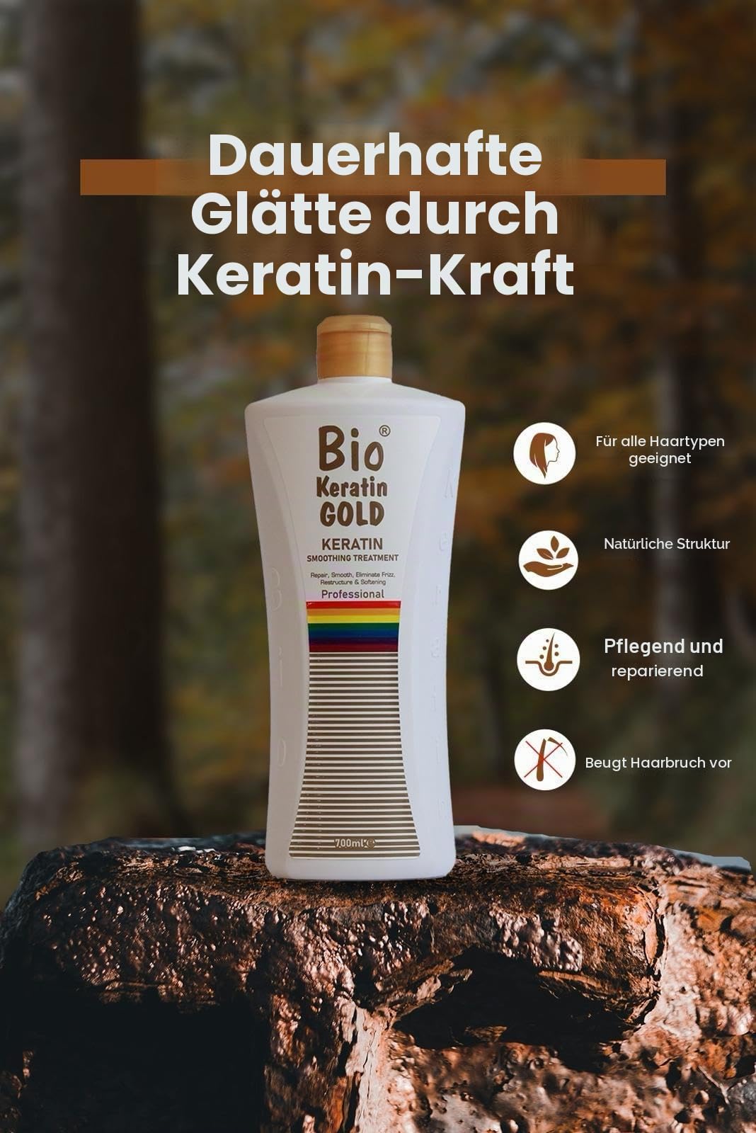 Bio-Keratin Gold 700 ml Keratin Gold Haarpflegeprodukt – für Glanz und Stärke