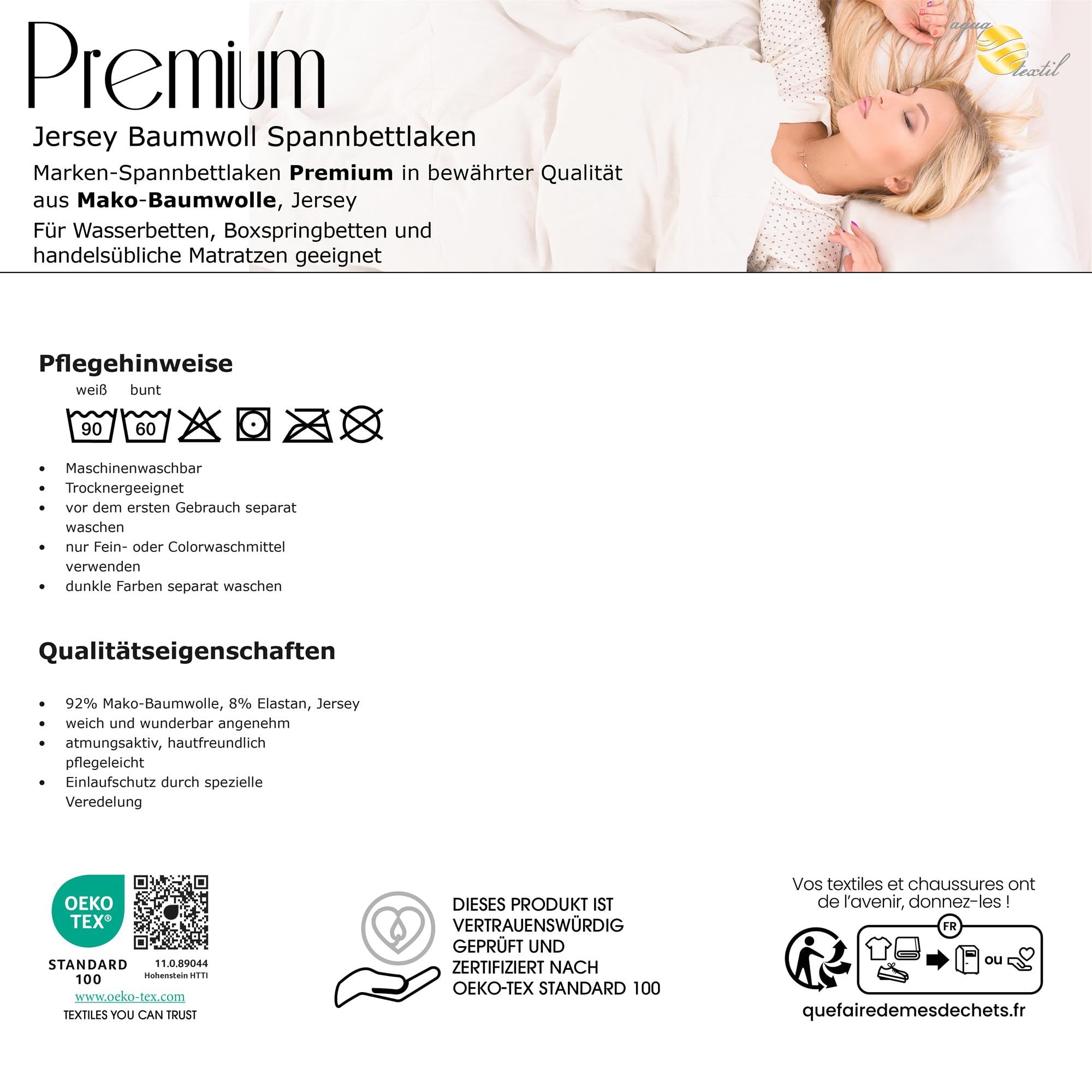 aqua-textil Premium Spannbettlaken 180x200-200x220 cm dunkel grau Baumwolle Bettlaken Betttuch Elastan Spannbetttuch