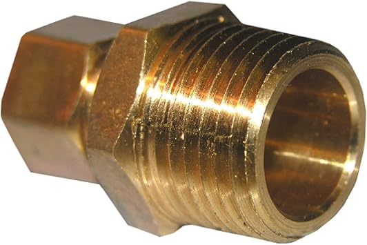 محول ضغط 3/8 بوصة من LASCO 17-6835 بخيوط أنابيب ذكر مقاس 3/8 بوصة من النحاس