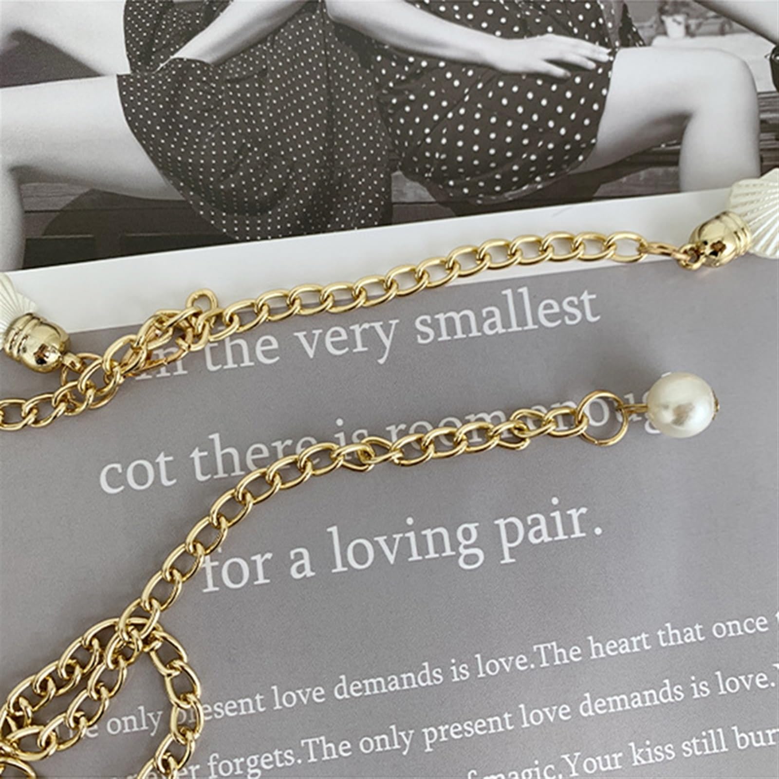 Amazon.com: Women Faux Pearl Waist Chain Elegant Shell Metal  display picture 1