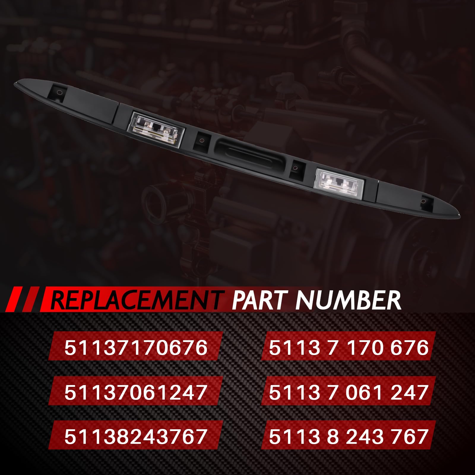 Heckklappengriff Griffleiste Heckklappentaster Ersatz für X5 E53 2000-2006 Autozubehör Teil# 51137170676 51 13 7 170 676