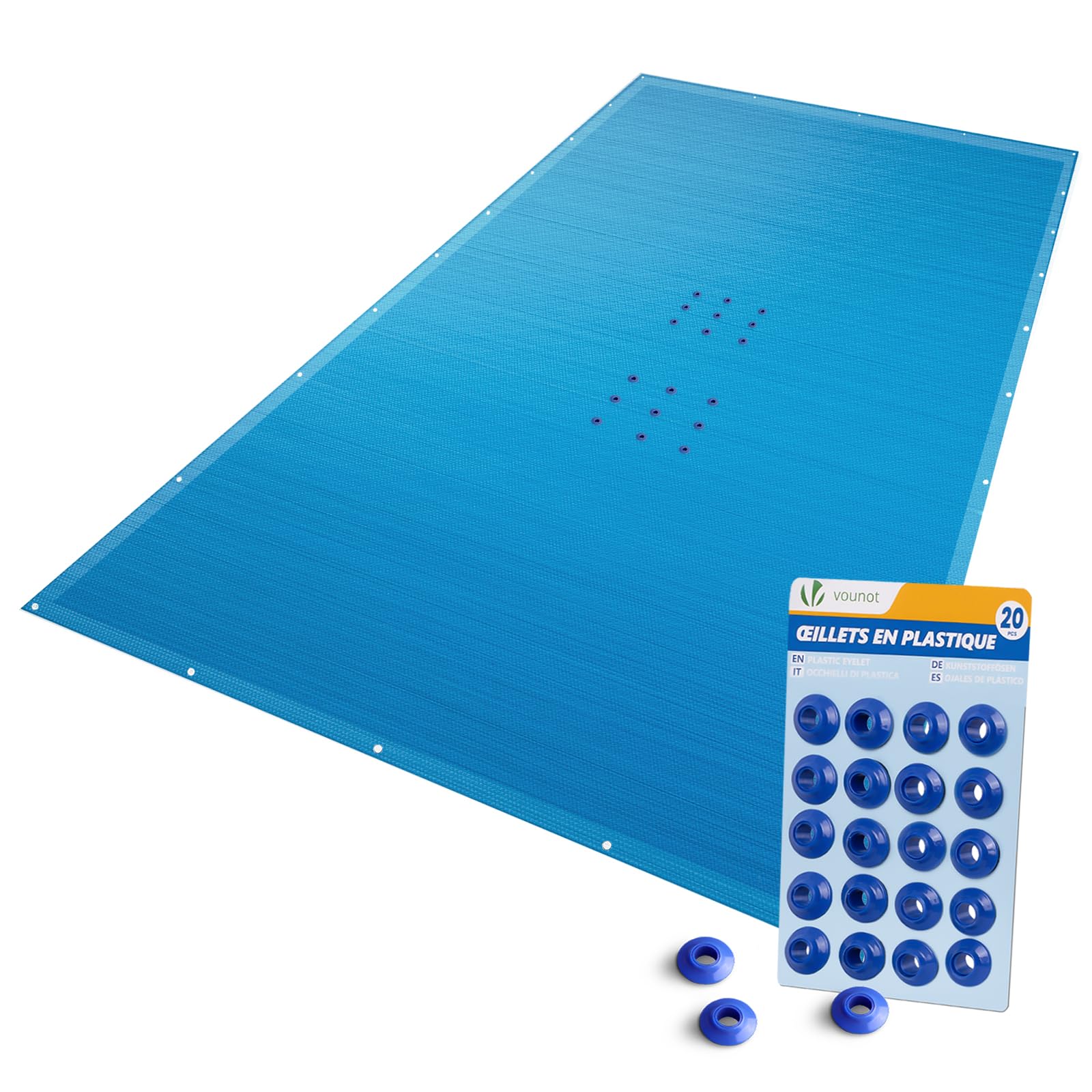 VOUNOT Rectangular Pool Tarpaulin 4 x 9 m, PE Protective Cover 160 g/m², Anti-UV Pool Cover with Eyelets Every 100 cm, Navy Blue — image 1