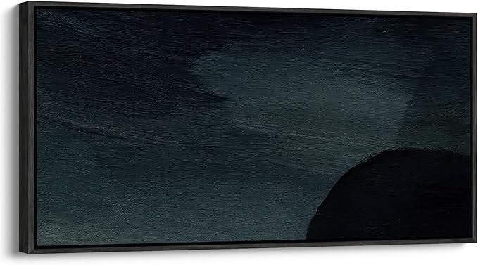 wall26 Extra Large Framed Wall Art Canvas Print - Deep Midnight Abstract Texture Dark Toned Wall Decor - Contemporary Artwork for Living Room Bedroom Office - 60"x30"