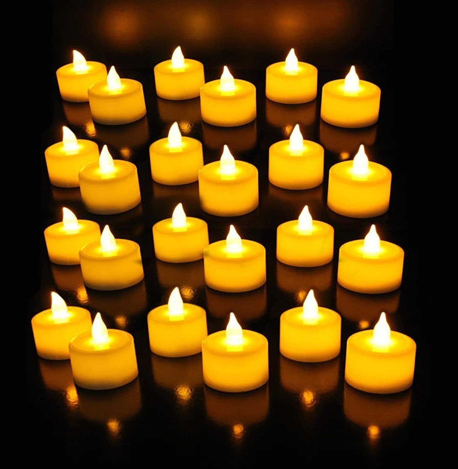 EIN SOF Electric Tealight Candles for Home Decoration Set of 6 Pcs - Decorative Flameless & Smokeless Birthday Lights, Plastic Battery Operated Tea & Candle Light Dinner Lamps, Warm White, 5cmx5cm