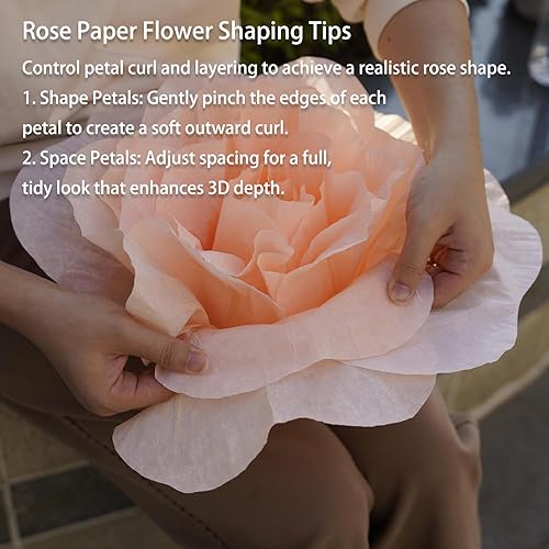 Miniatura 5 de Rosas gigantes artificiales para decoración con soporte, decoración de rosas de papel hechas a mano de gran tamaño para bodas, fiestas, ventanas,