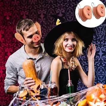 2 Pieces Pig Nose Pig Snout Cosplay Mask for Halloween Party Accessories Snout Mask Funny Snout with Elastic Band Adult Funny Gift