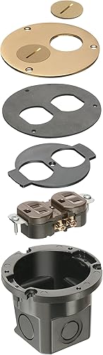 Miniatura 5 de Arlington FLB3520MB-1 Kit de caja redonda de suelo con tapa de latón y tapones roscados, para pisos instalados, 1 banda, latón metálico, paquete de 1
