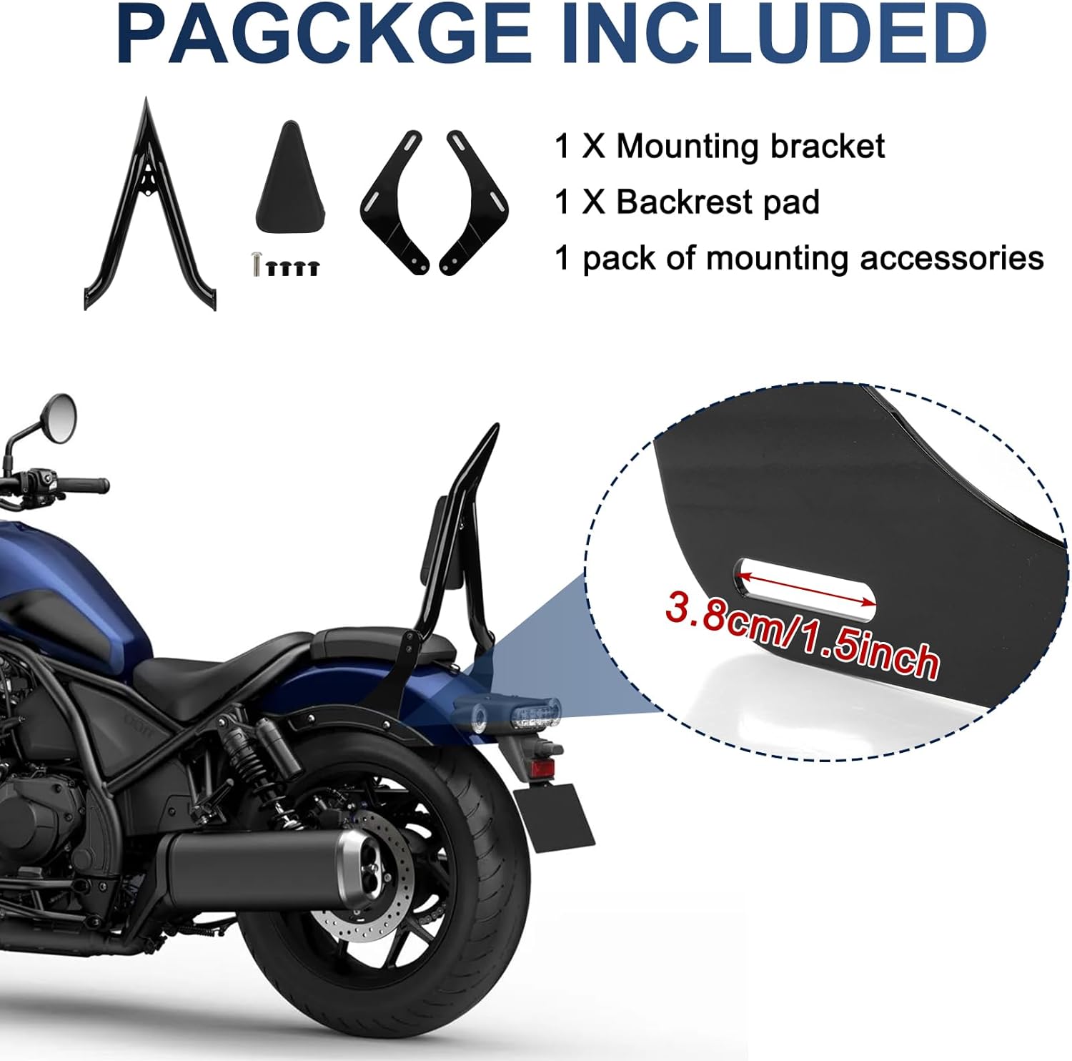 Passenger Sissy Bar Backrest- PSLER Rebel 1100 Backrest Motorcycle Passenger Backrest For Rebel CMX1100 2021-2024