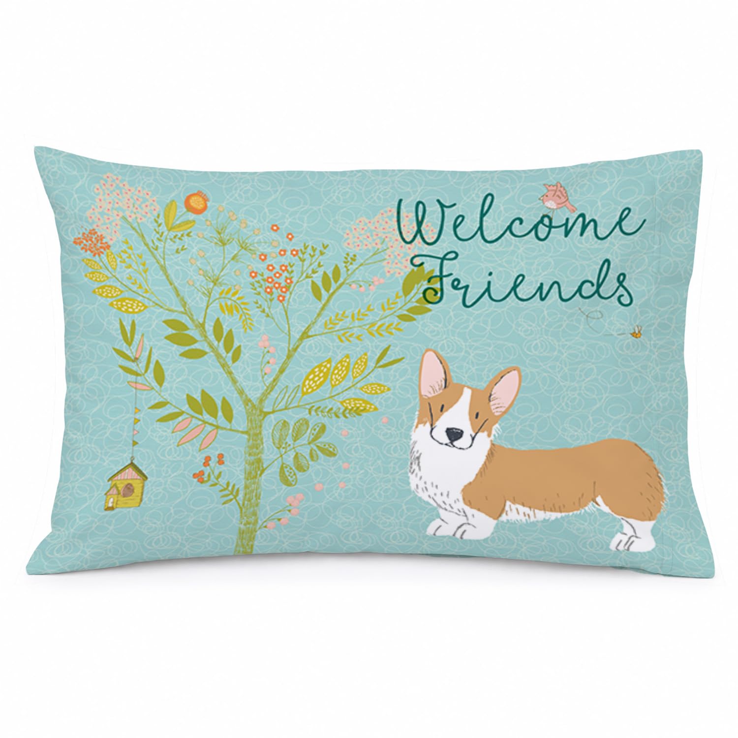 Taie d'oreiller Corgi multicolore standard Caroline de trésors pour lit et canapé