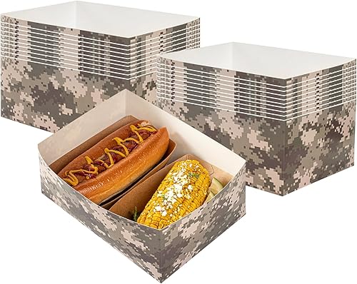 Miniatura 18 de Restaurantware Bio Tek - Bandejas de hamburguesas de 8.4 x 6 x 3.5 pulgadas, 100 bandejas de papel desechables para alimentos, bandejas de papel