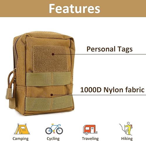 Miniatura 3 de Yutetuter 4-Pack Molle Pouch Tactical Utility EDC Small Bags Pouches with 4 Detachable Patch & 4 D-Ring Clips