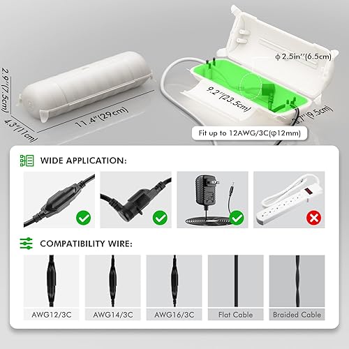 Miniatura 2 de Restmo, paquete de 2 cajas de conexión impermeables IP44 para exteriores, cubierta de cable de extensión eléctrica resistente a la intemperie,