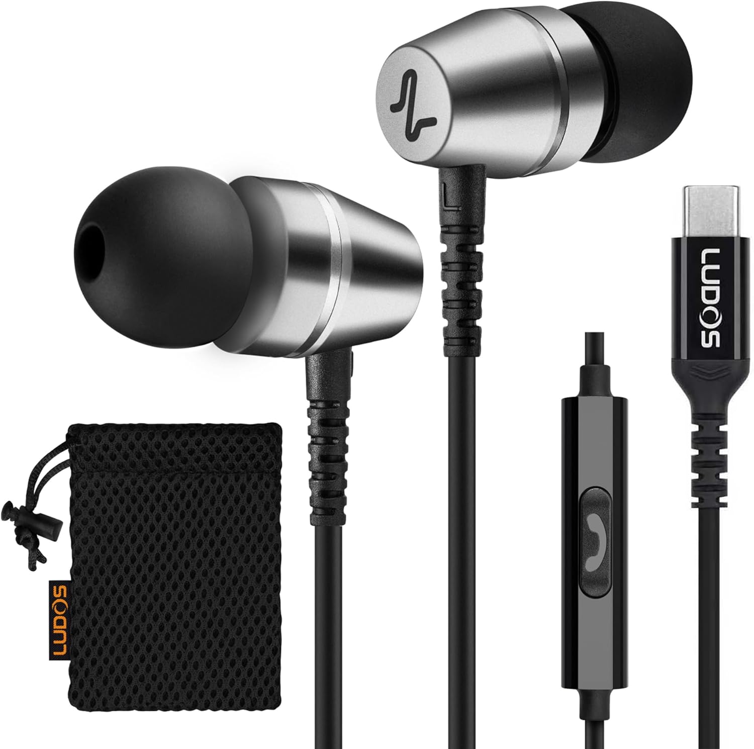 LUDOS OMNITONE USB C Headphones for iPhone 17 16 15 Pro Max Plus Air iPad Pro, 5 Years Warranty, USB-C Earbuds for Samsung Galaxy S24 S23 Ultra S22 S21 FE S20 Z Flip 3 Fold 4, USB Type C Earphones - Amazon product rated Grade A
