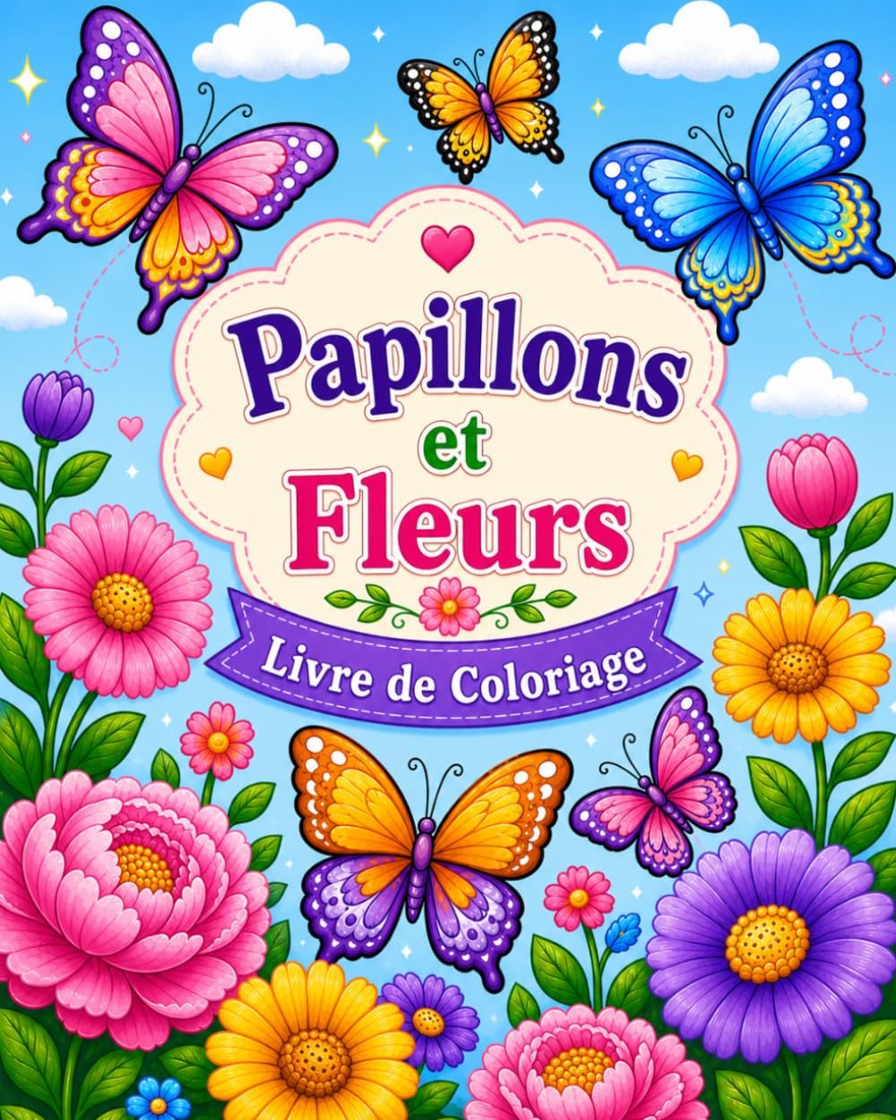 Papillons et Fleurs: Livre de coloriage pour enfants, adolescents et adultes avec de magnifiques dessins pour la détente et la réduction du stress.