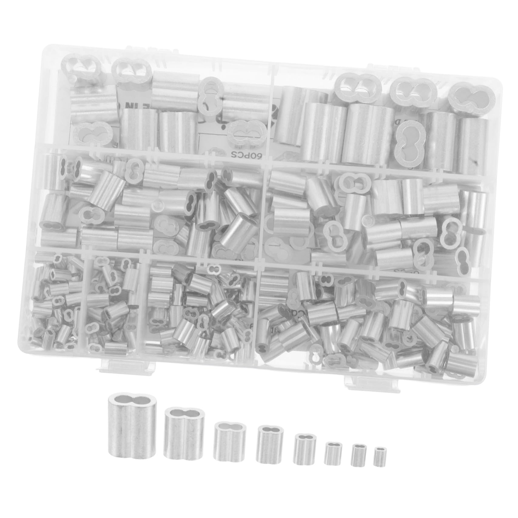Manchon 1 Aluminium Câble pour Trou Double Métallique, à Set Argenté