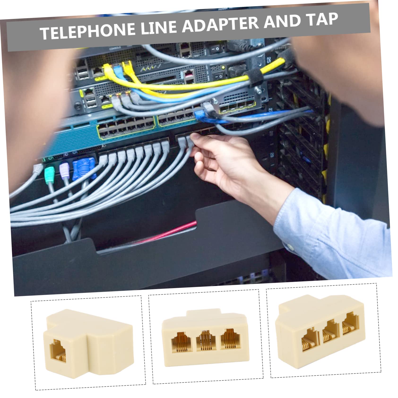 ARTIBETTER 2pcs Way Socket Adapter Telephone Splitter Converter for Landline Connections Triple Female Ports Easy to Install Performance for Use