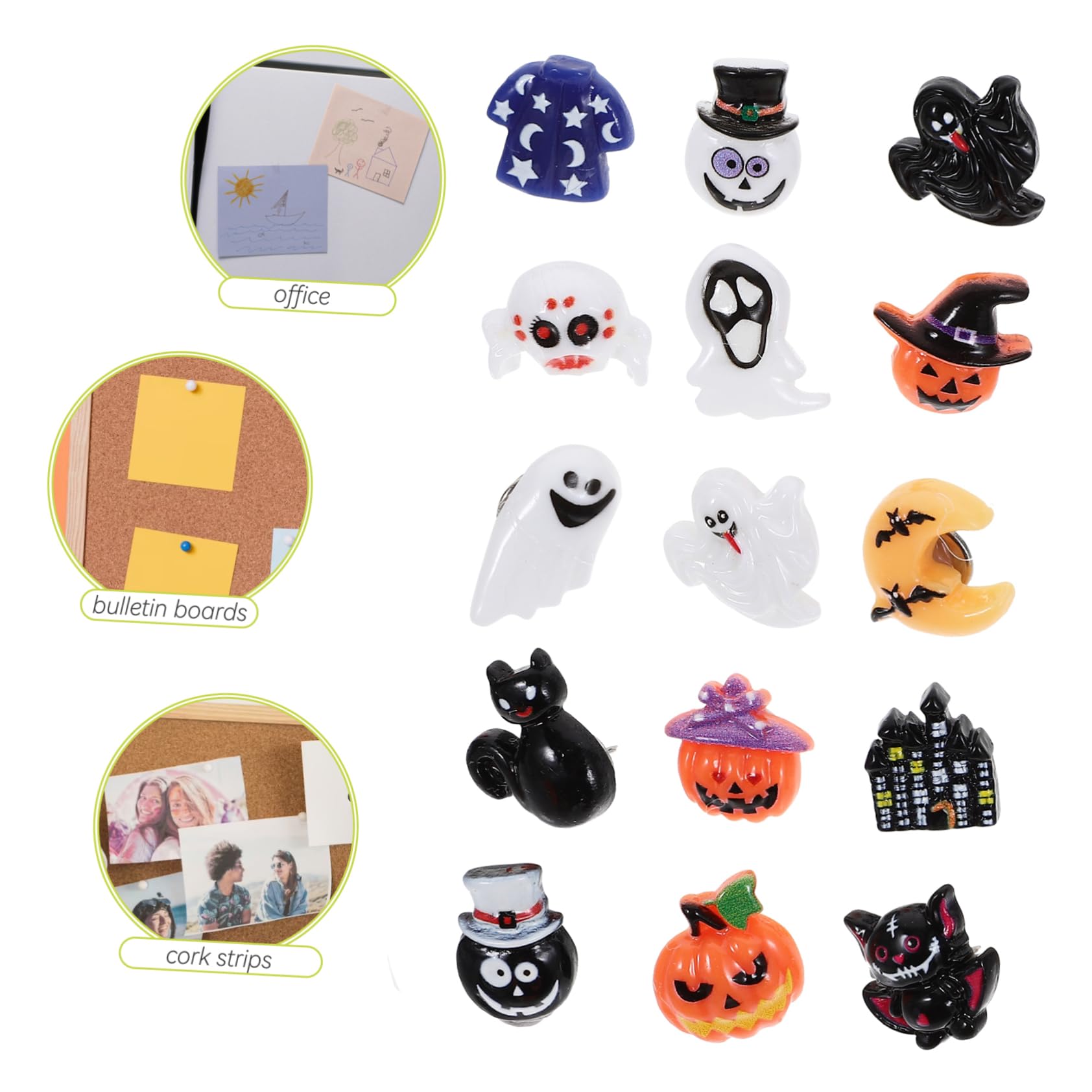 Lot De 4 Boîtes De Punaises Décoratives pour Affiches De Bureau Décoration De Carte Pot Punaises pour Photos Épingles d'halloween Autocollants Anneau De Fidget DIYEAH