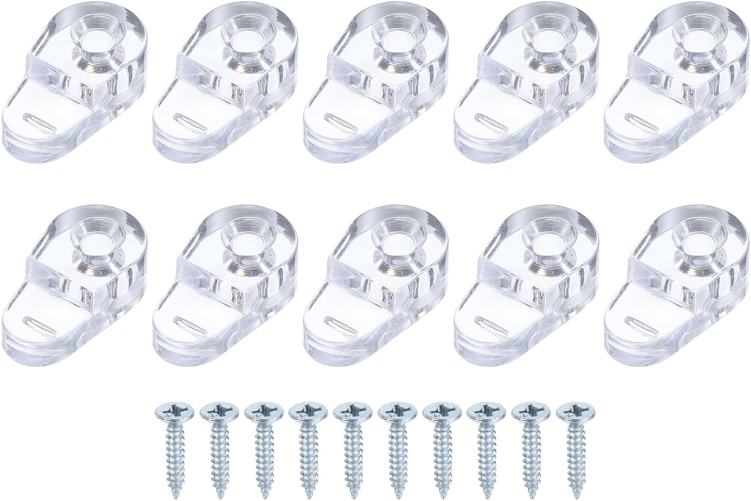uxcell 20Pcs Glass Retainer Clips, Plastic Cabinet Door Panel Clip Mirror Holder Clips with Screws for 3-5mm(0.12"-0.2") Glass, Transparent