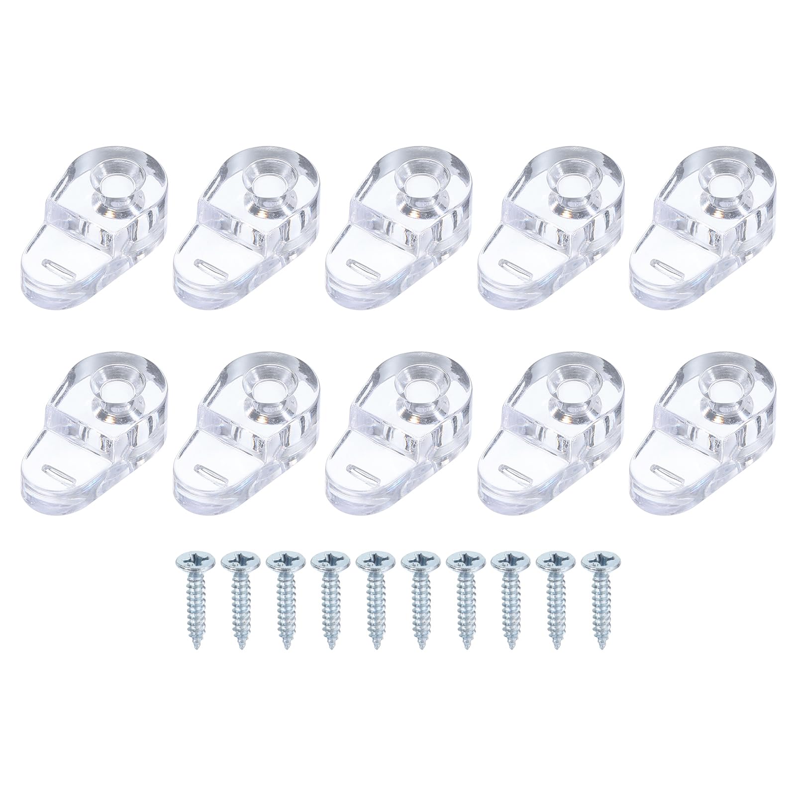 sourcing map 30Pcs Glass Retainer Clips, Plastic Cabinet Door Panel Clip Mirror Holder Clips with Screws for 3-5mm(0.12"-0.2") Glass, Transparent