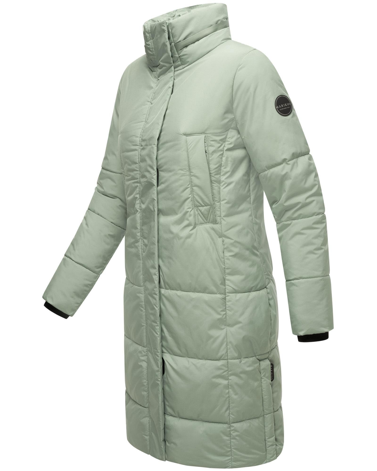 MARIKOO Damen Winterjacke (S-3XL) - Steppjacke, lang geschnitten, seitliche Gehschlitze, Kapuze (abnehmbar), Warme Jacke Frauen - N001