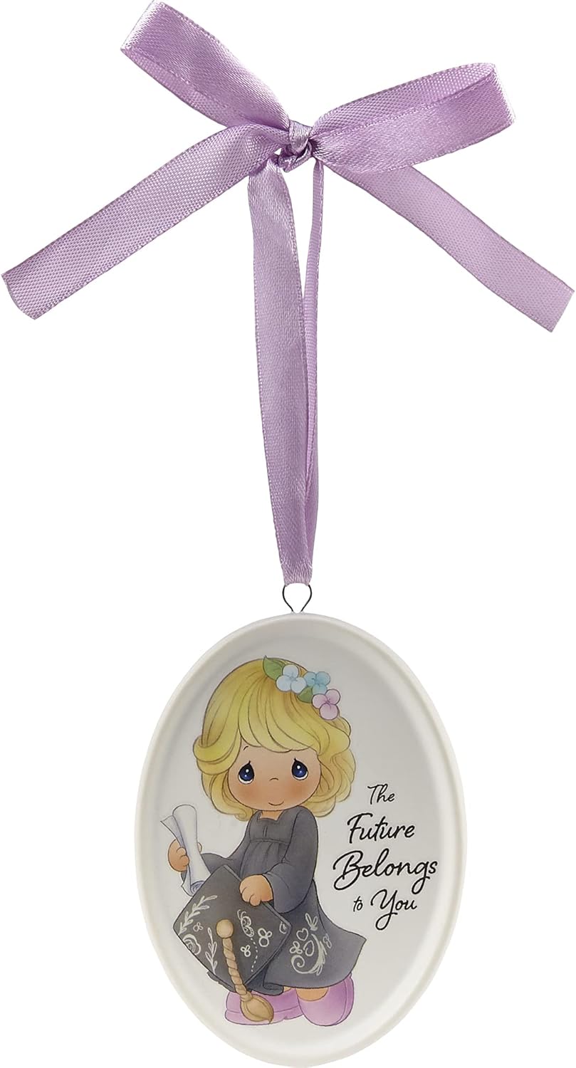 Precious Moments Girl Graduation Ornament | The Future Belongs to You Bisque Porcelain Ornament | Kindergarten Graduation | Graduation Gift