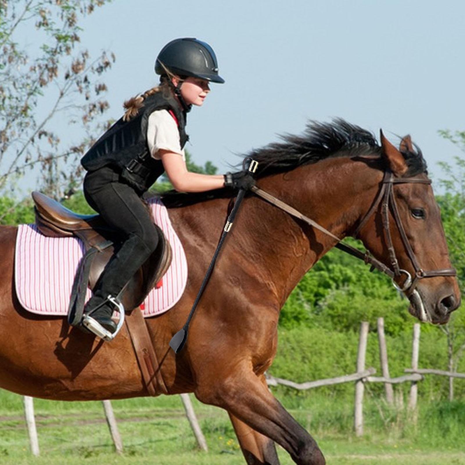 Hitrod Cravache d'équitation d'entraînement - Cravache d'équitation Portable en Cuir PU | Fouet d'équitation Stable et pour l'entraînement équestre en Plein air
