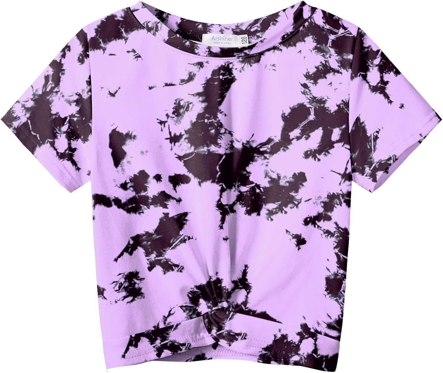 Arshiner Girls Casual Tie Dye Short-Sleeve T-Shirt Cute Print Summer Blouse for Girls Twist Front Tunic Tee Tops