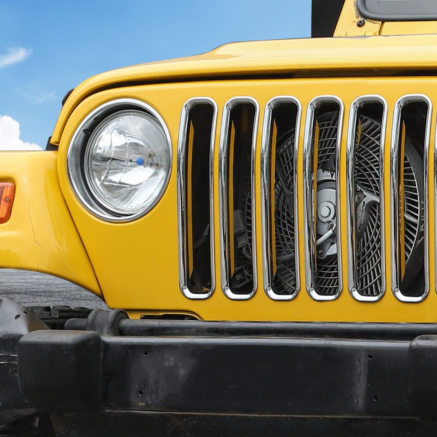 Front Grill Inserts for Jeep Wrangler TJ 1997-2006 (Chrome)