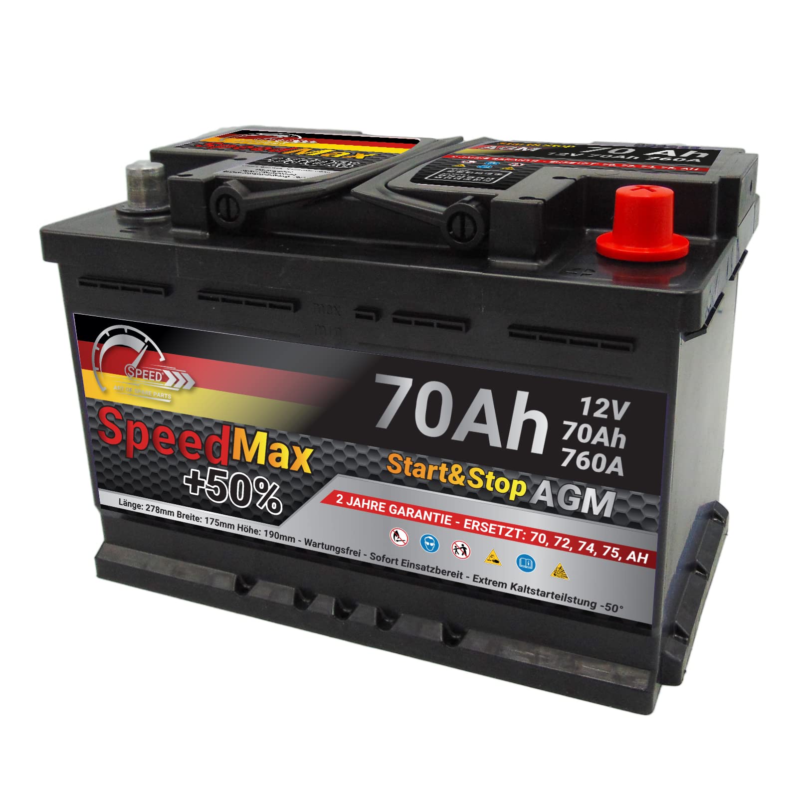 Bateria AGM Start&Stop 70Ah 760A 12V L3 Speed Max