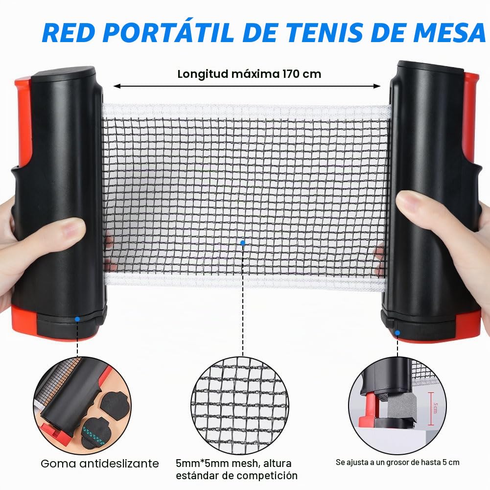 Flintronic Red de Ping Pong Retráctil, Soporte Telescópico Portátil, Longitud Ajustable