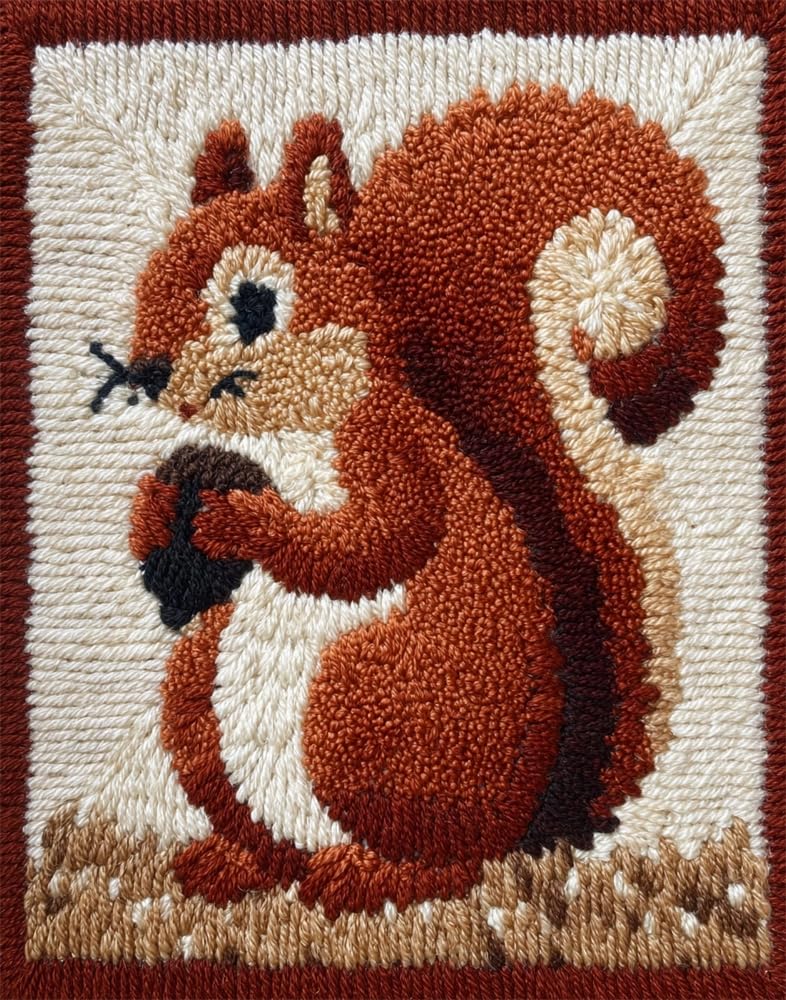 FWRTYCB Latch Hook Rug Kit,Squirrel and nut