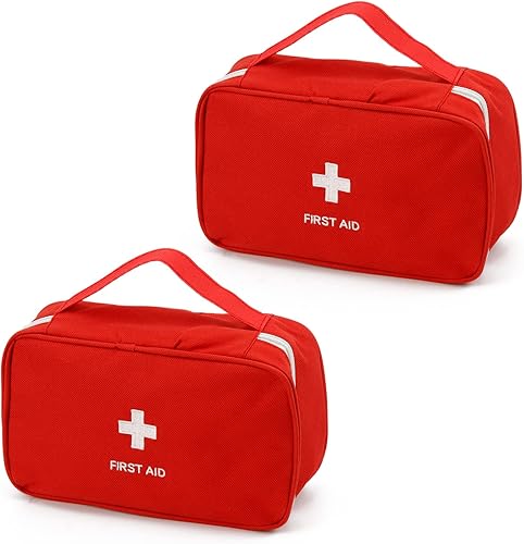 Miniatura 1 de Bolsa vacía portátil para botiquín de primeros auxilios, bolsa de medicina de viaje, bolsa médica pequeña (2 piezas, rojo)