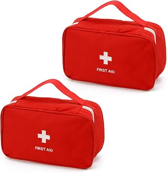 TOPASION Portable Air First Aid Kit Bag Travel Medicine Pouch Small Medical Bag, 2pcs Red, N