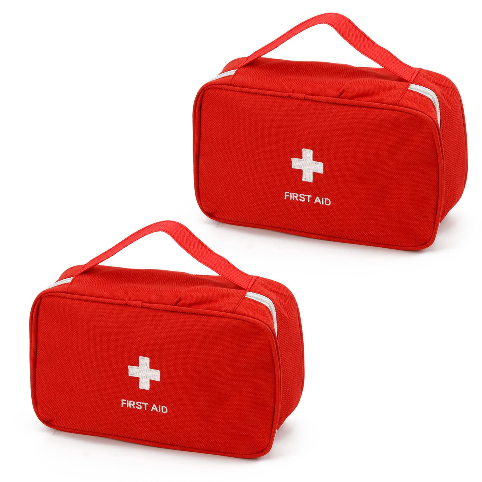 Portable Empty First Aid Kit Bag, Travel Medicine Pouch, Small Medical Bag (2 Pieces Red)