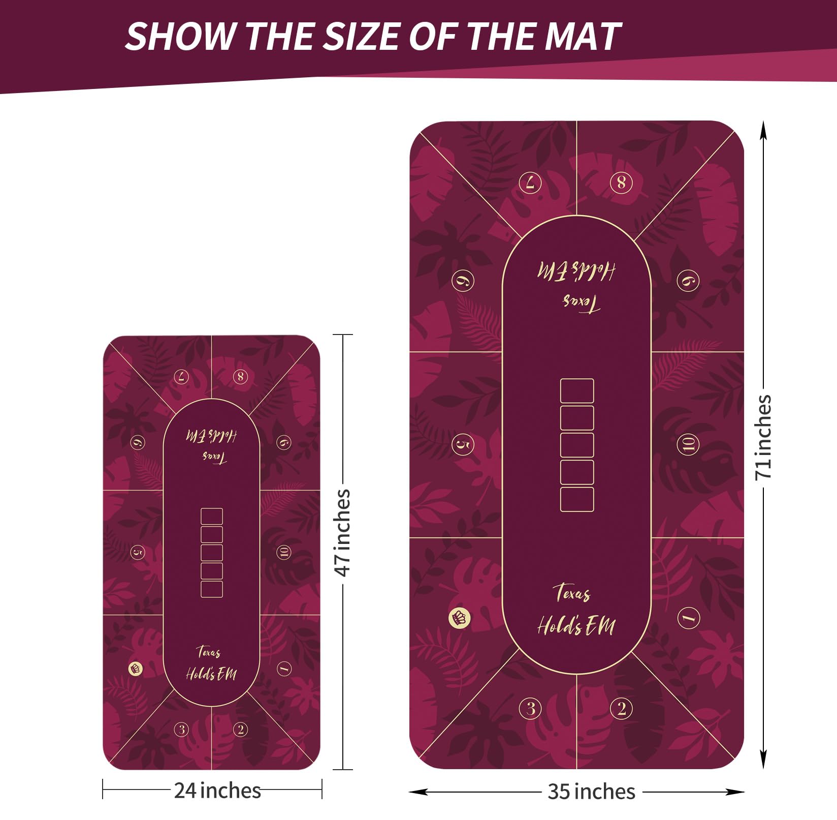 LaiEr Poker Matte Große Größe Tabelle Matte Texas Hold'em Poker Gummimatte Poker Topper für Tische Folding Super Portable Poker Tisch Blackjack Top Layout Mehrere Größe Auswahl(180 * 90 * 0.2cm,Red)