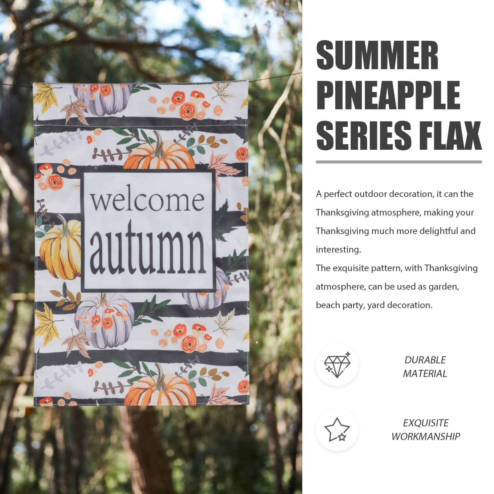 Yardwe 3er-set Herbst-gartenflaggen Thanksgiving-kürbis-banner Frische Willkommensbrief-drucke Für Herbstdekorationen 2 Stück X 3