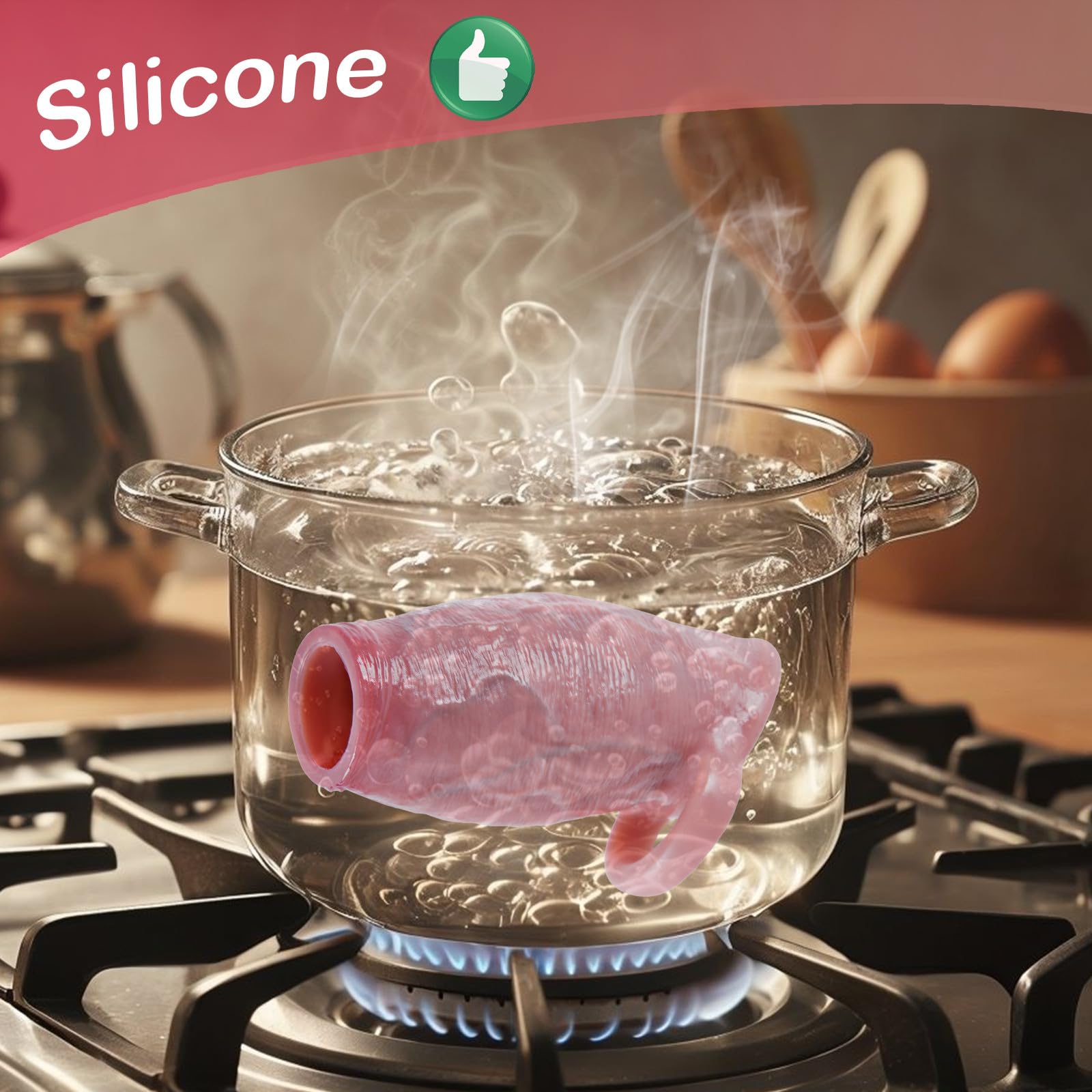 Guaina per pene ispessita realistica in silicone da 5,5 cm di diametro, riutilizzabile, con glande aperto e anello elastico per il pene,ritarda l'eiaculazione,migliora l'erezione,giocattolo per adulti