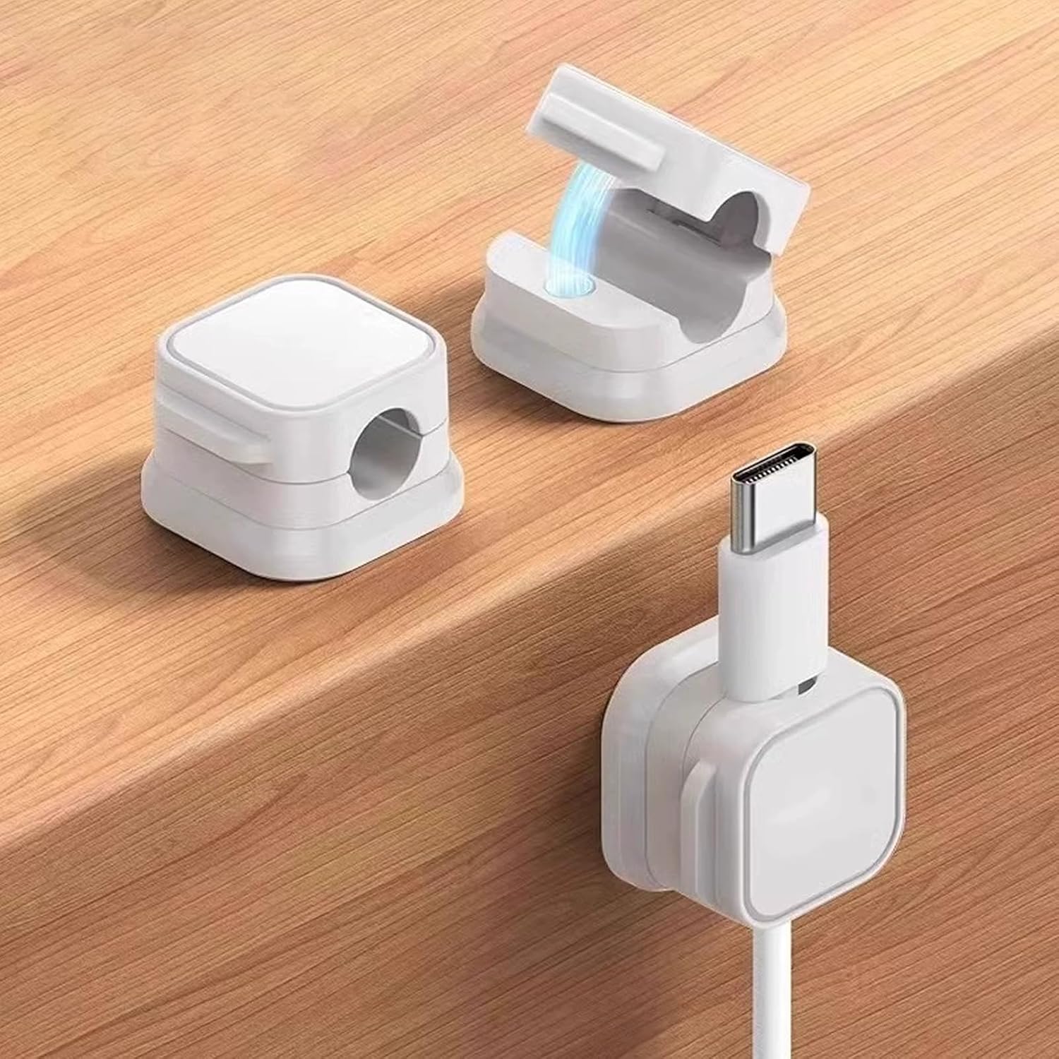 10 PCS Cable Straps Cord Organizer for USB Cables, Home Appliances, Earphones | Reusable Cable Management Solution | Ideal for Home, Office, Kitchen, and School White