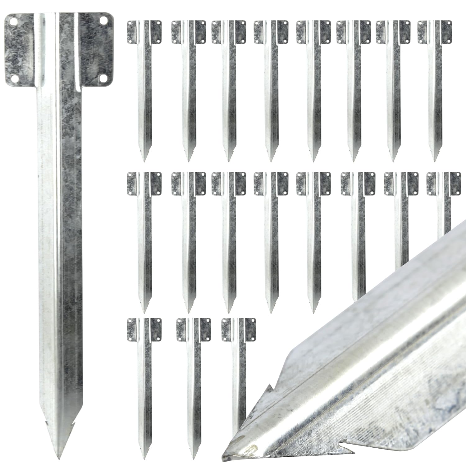 20 Pack Heavy Duty Sleeper Stakes Railway Sleeper Brackets for Pathway, Garden Raised Bed Brackets Driveway Edging Edge, Galvanised Steel