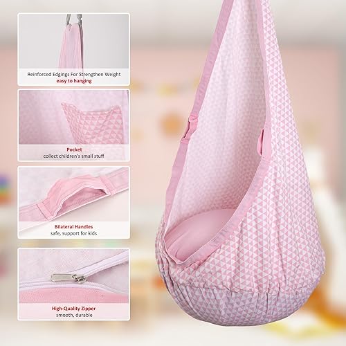 Miniatura 2 de YAERSI Asiento columpio para niños, silla hamaca con cojín inflable de PVC, columpio sensorial para juegos en interiores y exteriores, portátil